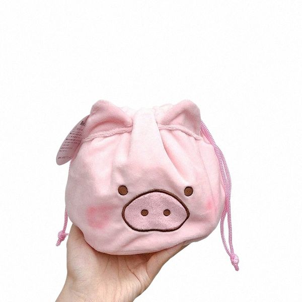 1pcs kawaii rose cochon animal carto filles en peluche cosmétique sac à crampons sacs de rangement de rangement de voyage Pocket de pack portable 8199 #