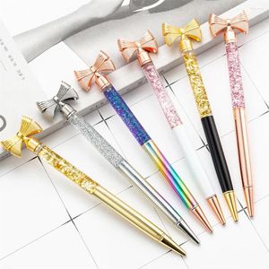 1pcs Kawaii Bureau d'école Supply Papeterie Cute Bow Metal Luxury Spinning Wedding Sweet Ballpoint Pen Shiny Teacher Gelter Gelter