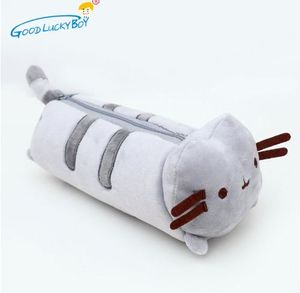 1 pièces Kawaii peluche chat en peluche 24 cm chat mignon porte-crayon stylo sac fournitures scolaires Animal poupée pour enfants