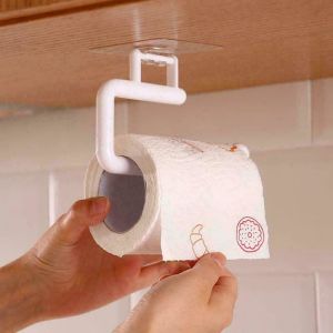 1pcs porte-serviette en papier de cuisine accessoires auto-adhésifs sous la gamme de rouleaux d'armoire en tissu de tissu rangement de rangement pour toilettes de salle de bain