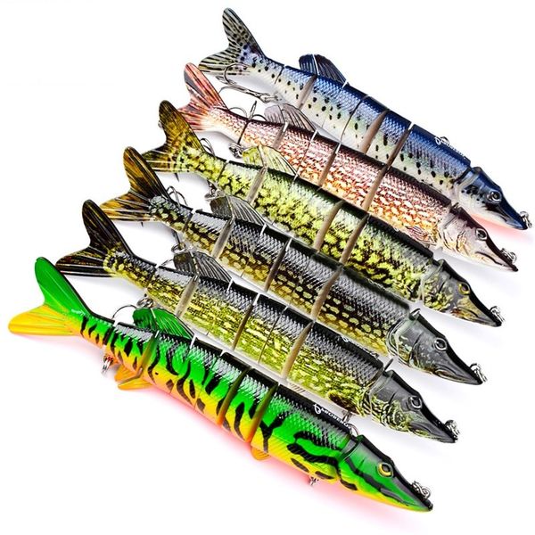 1 Uds. De gran tamaño, 6 colores, los más nuevos, señuelos de pesca de plástico de lubina articulados múltiples, anzuelos para fregadero, aparejos de 20,7 cm, 66g, 244 B3