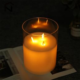 1pcs LED Bougies pour décoration cylindrique scintillante sans flamme aux bougies électroniques à thé léger de mariage décor anniversaire décorato tumeurs 240412