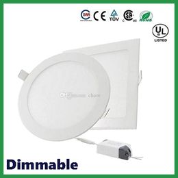 DHL envío gratis regulable redondo cuadrado luces de panel LED 6W 9W 12W 15W 18W 21W 30W 4-5-6-7-8-9-12 pulgadas luz de techo LED empotrada