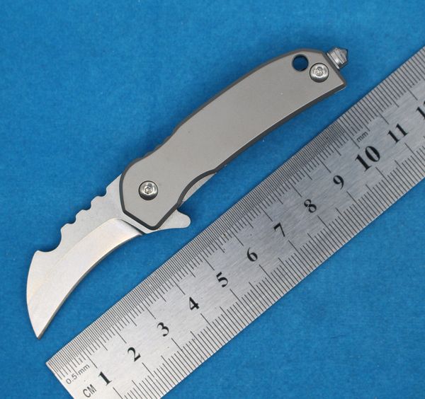 1 Uds M2327 pequeño Karambit garra Flipper cuchillo plegable D2 hoja de lavado de piedra TC4 mango de aleación de titanio EDC cuchillos de bolsillo con herramienta de reparación