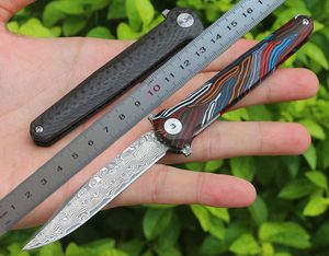 1 stks m6670 flipper vouwmes vg10 damascus stalen mes kleur g10 handgreep kogellager snel open EDC pocket messen