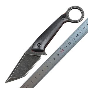 1 Uds M6686 cuchillo de hoja fija para exteriores D2 hoja de lavado de piedra negra/blanca mango completo Tang G10 cuchillos tácticos con Kydex