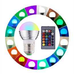 1 pièces magique 16 couleurs changement RGB ampoule variable E27 E14 5W 7W 85-265V LED RGB lampe de scène + 24key IR télécommande éclairage D2.0