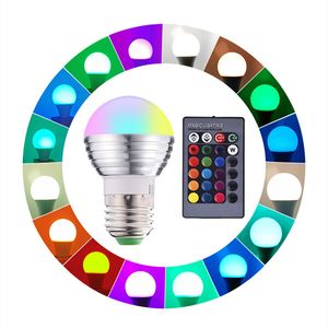 1 Uds magia 16 cambio de colores RGB bombilla regulable E27 E14 5W 7W 85-265V LED RGB lámpara de luz de escenario + 24key IR iluminación con Control remoto D2.0