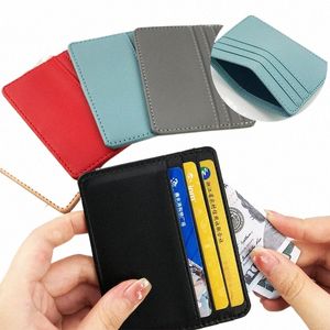 1 pcs man portemonnees ultra dunne mini Busin Bank creditcardhouder portemonnee eenvoudige zwarte vrouwen kleine muntenkaarten bedekken zakje case tas p9wg#