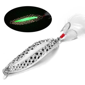 1PCS Metal Luminal Spinner Spoon Fishing Lares 25G20G Piseins avec plumes hook hook pesca 240430