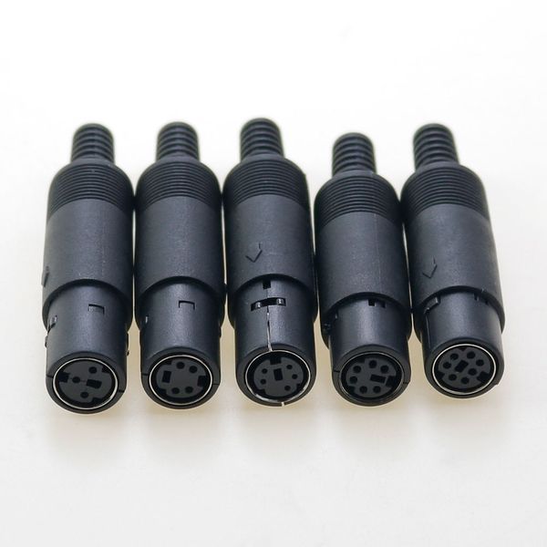 1pcs mini-bougie Din 3/4/5/6/7 Pin Châssis Câble Câble Femelle Pobite 3-7 Pin Wire de soudage Salle S Terminal Mini PS2 Connecteur féminin