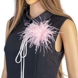 1 stücke Mehrfarbige Straußen Feder Brosche Boa Schal Clip für DIY Schmuck Zubehör Frauen Kleidung Dekorative Brust Blume