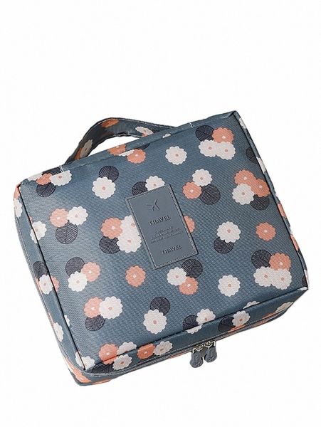 1pcs sac de maquillage multifonctionnel imprimé floral lettre patch décor trousse de toilette sac de voyage sac cosmétique portable étanche W D0xb #