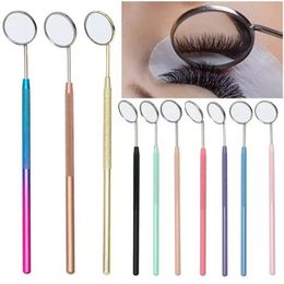 1 PCS Comprobación de la extensión de pestañas Espejo de extensión de pestañas Suministros de maquillaje de belleza de espejo de lupa de acero inoxidable de acero inoxidable