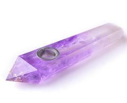 1pcs Amethyst Natural Quartz Crystal Wand Point Six côtés Purple Gemstone Quartz Wand Guérison avec filtre métallique4528728