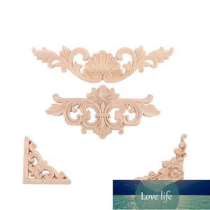 1 pièces naturel Floral bois sculpté coin Figurines en bois coin Appliques artisanat cadre mur porte meubles sculpture sur bois décoratif