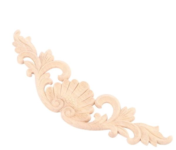 1 Pcs Naturel Floral Bois Sculpté Coin Figurines En Bois Coin Appliques Artisanat Cadre Mur Porte Meubles Sculpture Sur Bois Décoratif LL