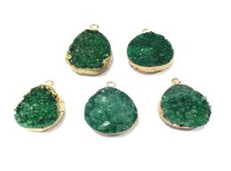 1 PCS Natural Stone Crystal Charms colgantes verdes para joyas que hacen pendientes de collar 20x38mm5352988