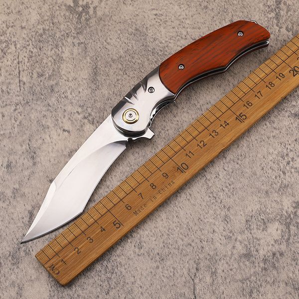 1 Unids Nuevo A2248 Cuchillo plegable abatible de alta gama D2 Hoja satinada Palisandro con mango de cabeza de acero Arandela de rodamiento de bolas para exteriores Cuchillos de carpeta de apertura rápida