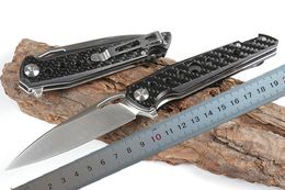 1 Uds nuevo rodamiento de bolas Flipper cuchillo plegable D2 hoja de satén fibra de carbono + mango de hoja de acero cuchillos de bolsillo EDC para exteriores