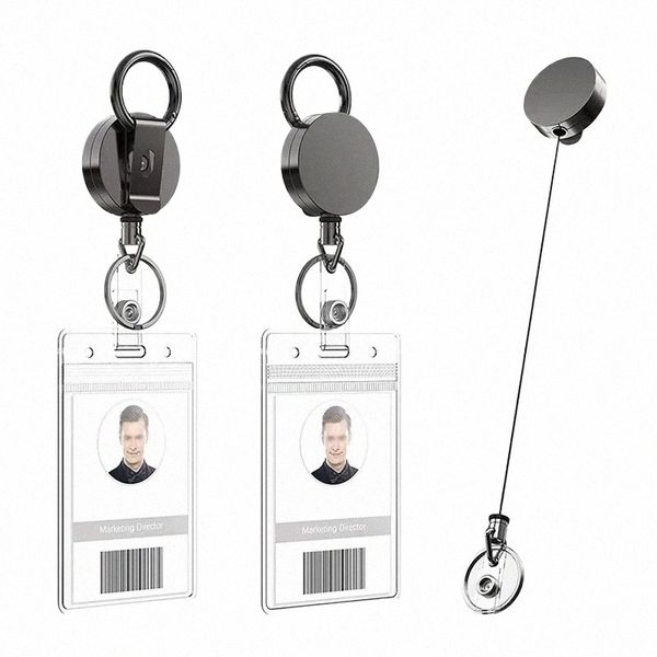 1pcs nouvelle carte porte-clés clip rétractable tirer porte-clés chaîne bobine extensible ceinture bobine ID lanière nom étiquette carte porte-badge c2oD #