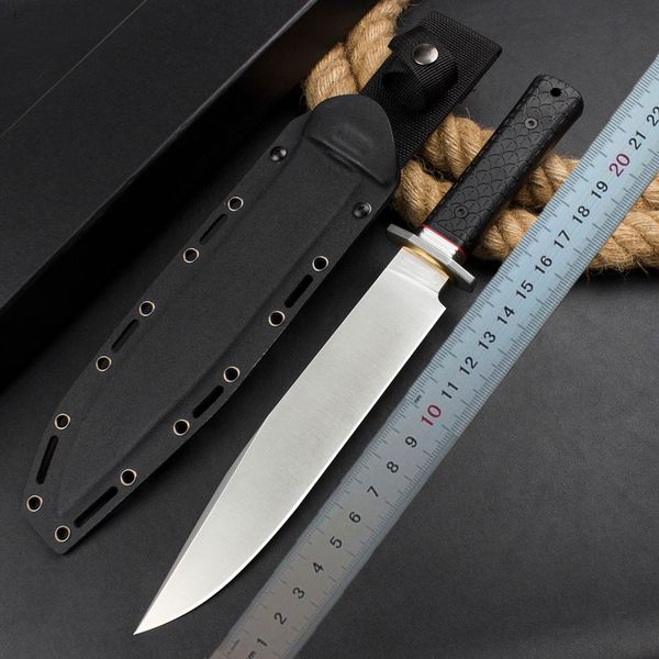 1 Unids Nuevo H3888 Cuchillo recto de gama alta 9Cr18Mov Stone Wash Bowie Blade Negro G10 Mango Acampar al aire libre Senderismo Supervivencia Cuchillos de hoja fija con Kydex