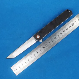 1pcs nouveau M3052 Flipper couteau pliant D2 Stone Wash Tanto Point Blade CNC en fibre de carbone avec poignée en tôle d'acier rondelle à roulement à billes extérieur EDC couteaux de poche