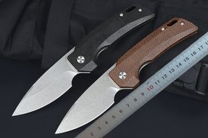 1 Unids Nuevo M6725 Cuchillo plegable de supervivencia al aire libre 14C28N Hoja de punto de caída de lavado de piedra CNC Micarta con mango de hoja de acero inoxidable Cojinete de bolas EDC Navajas de bolsillo