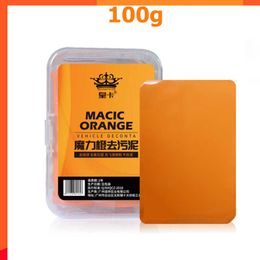 1 stks Nieuwe magie klei bar auto wasmoddgereedschap details verfverzorging auto wasmachine reinigingsmiddel 100 g auto oranje schone klei balk met PVC -doos