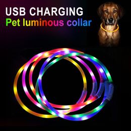 1PCS Nouveau collier de compagnie Col de charge USB Collier en silicone étanche utilisé pour le collier de chiens lumineux nocturne Produits pour animaux de compagnie