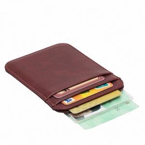 1 stks nieuwe retro real lederen pocket bank id creditcard case dunne slanke vintage portemonnee mannen c pack buskaart houder portemonnee 18qf#