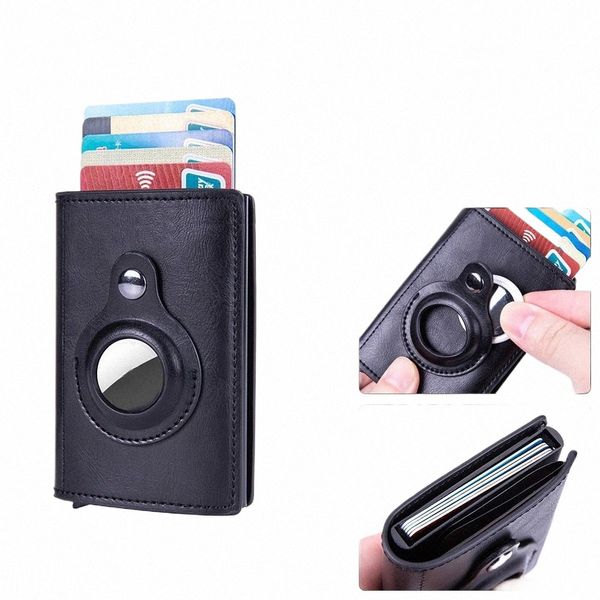 1 PPCS Nuevo Slim Pu Rfid Billet de seguimiento de billetera Smart Billet Múltiples Slots Soporte de tarjetas Tarjeta de crédito Cubierta antirrobo MEY 661G#