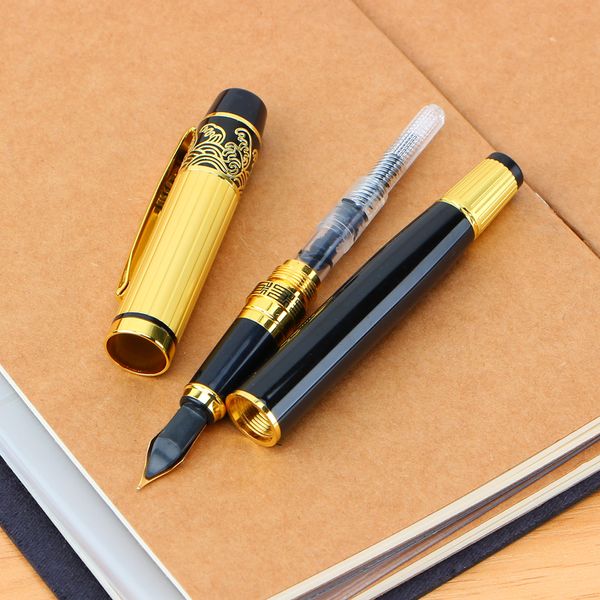 1PCS Nouveau type standard Fountain Pen MedUim Nib Metal Golden Color Sign stylos et élégant boule de rouleau haut de gamme Livraison gratuite