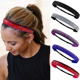 1 pièces nouvelles femmes paillettes élastique sport bandage bling scintillant bandeaux anti-dérapant bandeaux pour femmes cravate cheveux accessoires