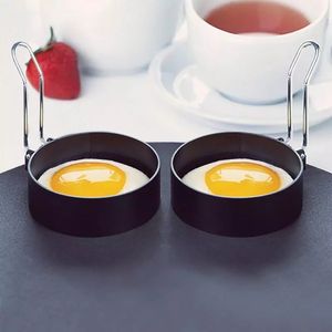 1 stks NonStick Rvs Fried Egg Tools Mold Handvat Ronde Eieren Ringen Shaper Pannenkoeken Mallen Ring Circel Wll239