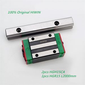 1 Uds. Nuevo carril/guía lineal HIWIN HGR15 2000mm Original + 2 uds bloques estrechos lineales HGH15CA para piezas de enrutador cnc