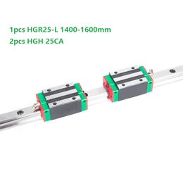 1 STKS Originele NIEUW HIWIN HGR25-1400mm / 1500mm / 1600mm Lineaire gids / rail + 2 stks HGH25CA Lineaire smalle blokken voor CNC-routeronderdelen