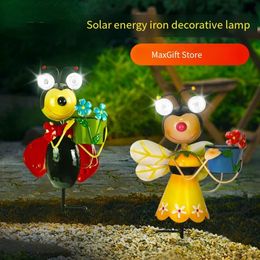 Lampe solaire d'extérieur en forme d'animal, 1 pièce, décoration de paysage de jardin, créative, abeille, coccinelle, pièce en fer, lumière de pelouse, 240108