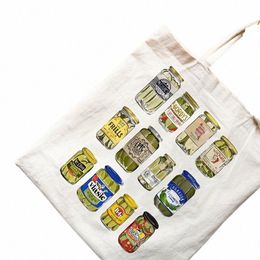 1pcs Pickle Match Tote Sac Trendy Casual Bagt Casual Bag Vintage Canned Pickles Tote Sac Funny Tolevas Sacs A76N # #