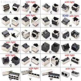 1 stks Plastic metaal RJ45 RJ49 Afscherming Netwerk Jack 8 Pen PCB SMT/Horizontaal/Verticaal Bord Vrouwelijke Socket Connector 8p8c 10p8c