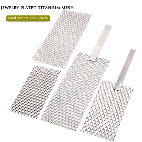 1PCS Platinum Titanium Mesh avec poignée électroplate d'électrode en maille titane or et bijoux en argent électroplate positive