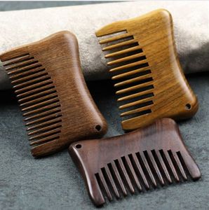 1 pièces poches peigne en bois bois de santal naturel antistatique Super large dent peignes à barbe petite brosse à cheveux coiffure soins de Massage