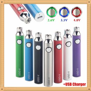 MOQ 1 Pcs Verwarm UGO-V 100% Originele 650 900 mAh Batterij Ego EVOD Variabele Spanning Micro USB Passthrough Bottom Charge 510 Vape E Sigaret