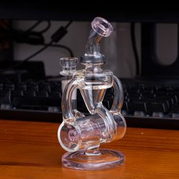 1pcs Premium Glazen Dab Rig stamlijn Roze Perc en Roze Bodem dubbel water met Trous Down Waterpijp Waterpijp glazen waterpijp 10mm Vrouwelijke Gezamenlijke schip met Glazen Bloemschalen