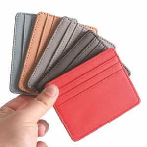 1 Uds. Portatarjetas de cuero Pu, caja para tarjetas de crédito bancarias de Color caramelo, funda para tarjetas delgada con ranuras múltiples, billetera para mujeres y hombres, funda de negocios L6B6 #