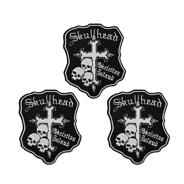 1 PCS Punk Skull Cross Badges Patchs pour Moteur Vêtements Fer sur Transfert Applique Patch pour Vêtement Veste DIY Coudre sur Badge de Broderie