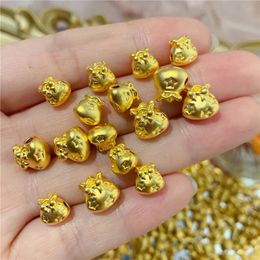 1 Uds. Cuenta de oro amarillo puro 999 de 24K para hombres y mujeres DIY colgante de bolsa de dinero con estrella de la suerte 021g 240122