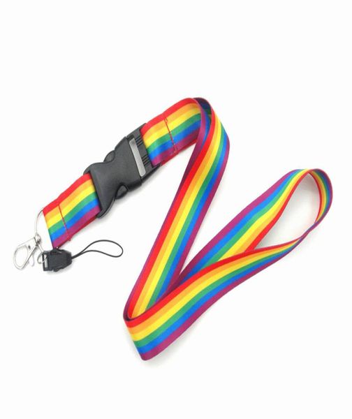 1pcs Rainbow Mobile Phone Stracts Lanyards Neck For Keys ID Téléphone mobile support USB Hang Rope Webbing1127683