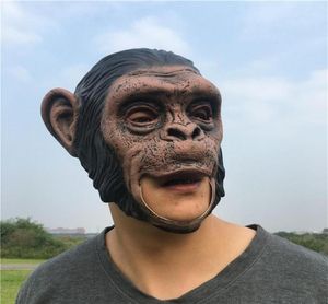1pcs Masques de latex orang-outan réaliste Masque de singe animal complet Masque effrayant Halloween Party Cosplay Propy Masquerade Fancy Dishy Y3342845