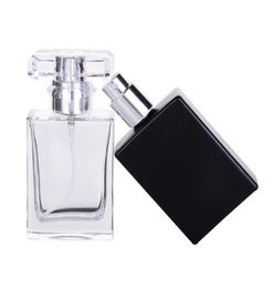 1pcs détail 30 ml de parfum carré pulvérisation en verre bouteille de pulvérisation de pulvérisation réutilisable noir et parfum transparent86420211618653
